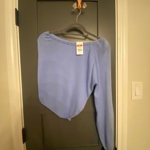 One shoulder blue top